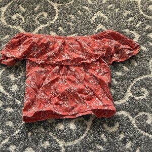 Tilly's Red Floral Off-Shoulder Blouse